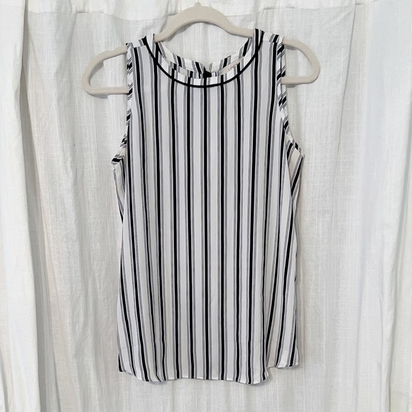 Ann Taylor LOFT Outlet Womens Size SMALL Sleeveless White & Black Striped Tank - Picture 1 of 5